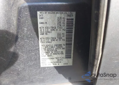 2019 Nissan Frontier Sv из США, поврежденный, VIN 1N6AD0EV9KN787725